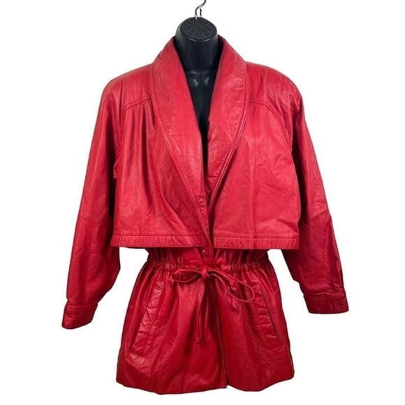 Vintage Wilsons Leather M Jacket Coat Lipstick Red Buttery Soft Anorak - Picture 1 of 7